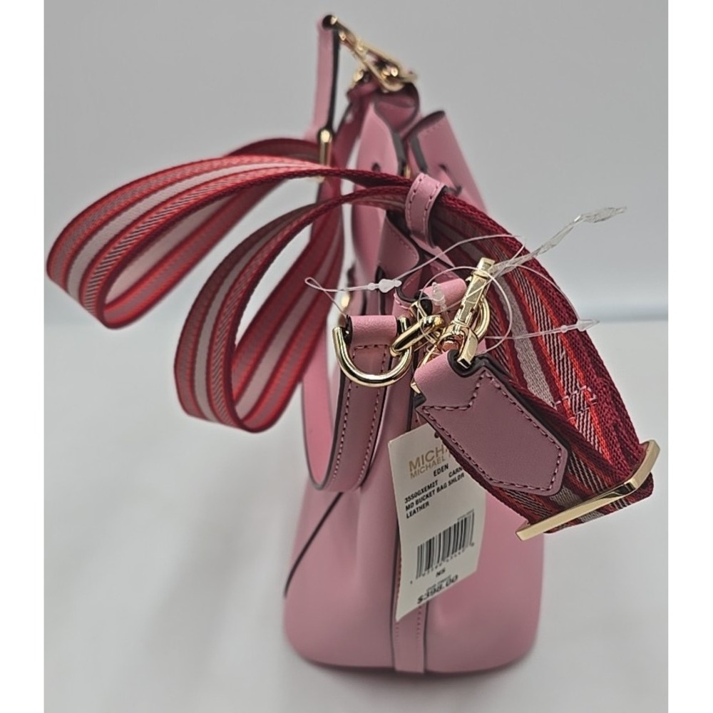 NEW MICHAEL Michael Kors Eden Medium Leather Pink Bucket Shoulder Bag MSRP $398. - Picture 6 of 16